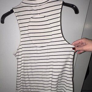 Express Mock Neck Striped Tank Top with Open Back Keyhole, Size M